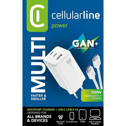 Cellularline 8018080480508 Universal Blanco Corriente alterna Carga rápida Interio