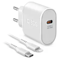 SBS TETRKITPD20LIGW cargador de dispositivo móvil Smartphone Blanco Corriente alte