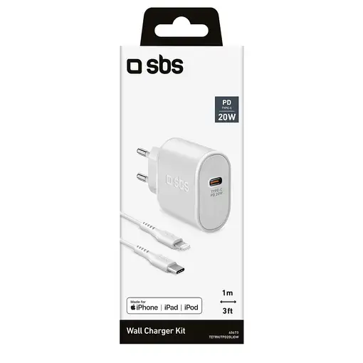 SBS TETRKITPD20LIGW cargador de dispositivo móvil Smartphone Blanco Corriente alte