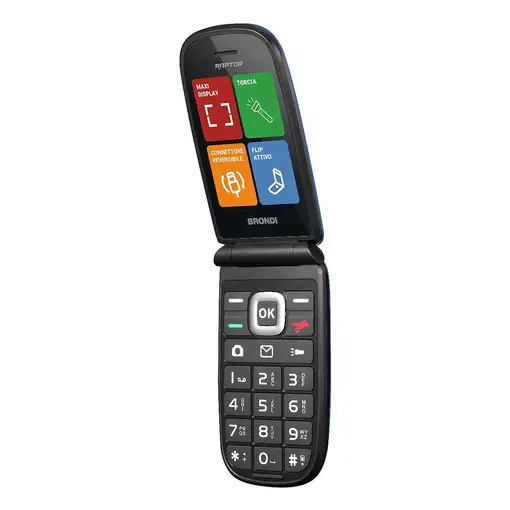 Brondi Raptor 7,11 cm (2.8") 106 g Negro, Azul Teléfono para personas mayores