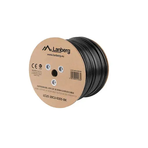 Lanberg LCU5-12CU-0305-BK cable de red Negro 305 m Cat5e U/UTP (UTP)