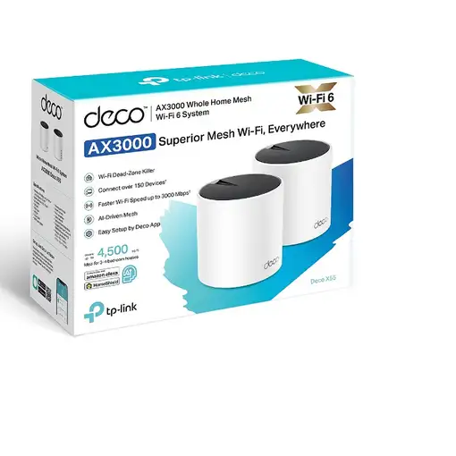 TP-Link DECO X55 (2-Pack) Doble banda (2,4 GHz / 5 GHz) Wi-Fi 6 (802.11ax) Blanco