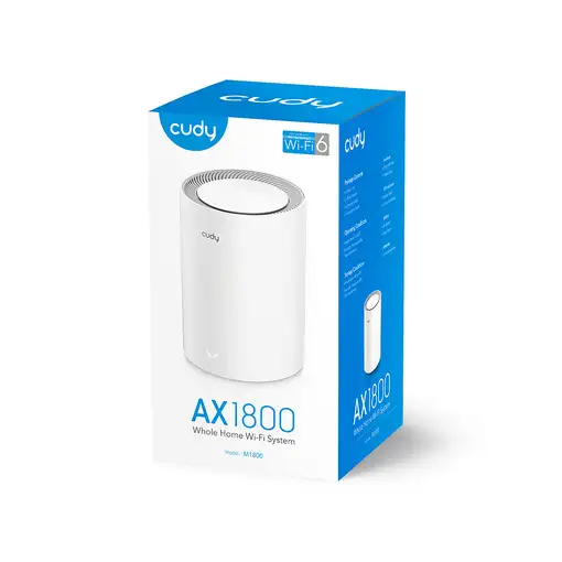 Cudy M1800 1-Pack Doble banda (2,4 GHz / 5 GHz) Wi-Fi 6 (802.11ax) Blanco Interno