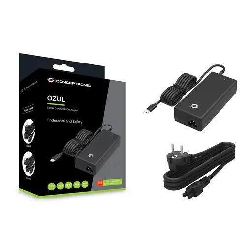 Conceptronic OZUL03BE adaptador e inversor de corriente Interior 100 W Negro