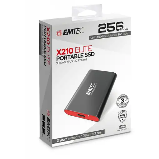 Emtec X210 Elite 256 GB USB Tipo C 3.2 Gen 2 (3.1 Gen 2) Negro