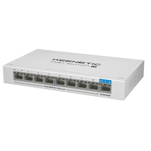 Keenetic PoE+ Switch 9 Switch Gigabit de 9 puertos con 8 puertos PoE+ y asignación
