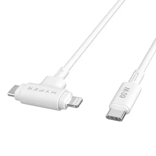 HYPER HyperJuice cable USB USB 2.0 1,5 m USB C USB C/Lightning Blanco