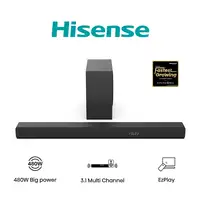Hisense HS3100 altavoz soundbar Negro 3.1 canales 480 W