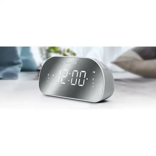 Muse M-170CMR radio Reloj Digital Espejo, Blanco
