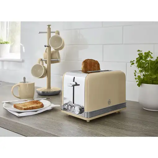Retro Set Desayuno Hervidor de Agua 1,8 L, Tostadora 2 Rebanadas, STP7050CNEU SWAN