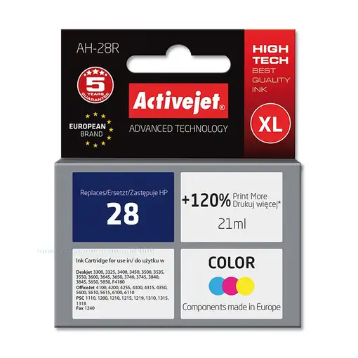 Activejet Tinta AH-28R (repuesto HP 28 C8728A; Premium; 21 ml; color)