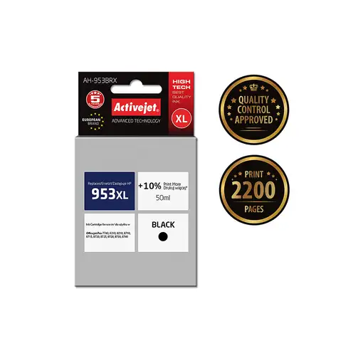 Activejet Tinta AH-953BRX (reemplazo HP 953XL L0S70AE; Premium; 50 ml; negro)
