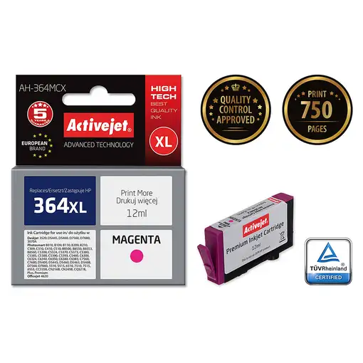 Activejet Tinta AH-364MCX (reemplazo de HP 364XL CB324EE; Premium; 12 ml; rojo)