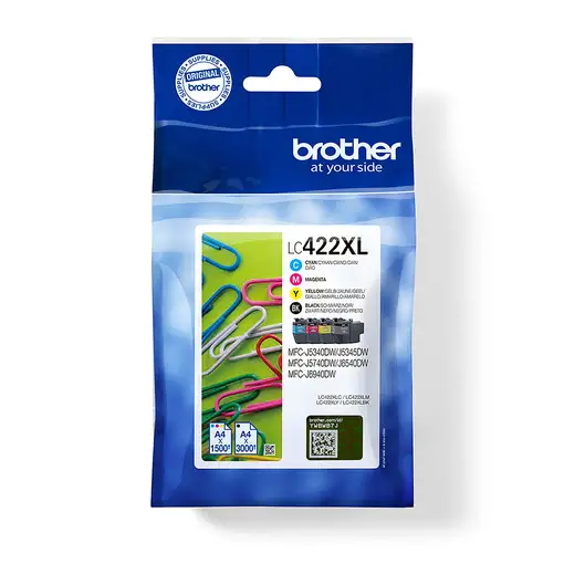 Brother LC422XLVAL cartucho de tinta 4 pieza(s) Original Negro, Cian, Magenta, Ama