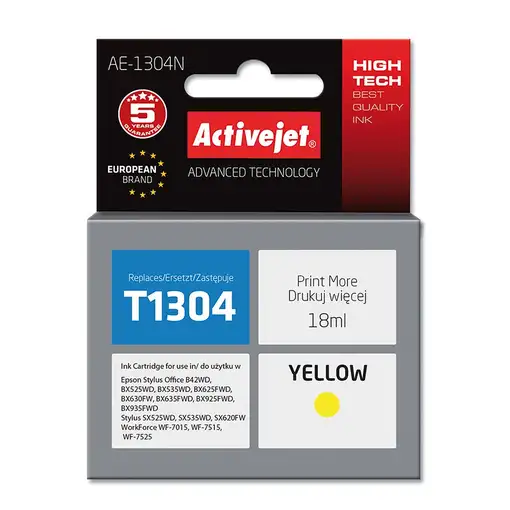 Activejet Tinta AE-1304N (recambio de la Epson T1304; Supreme; 18 ml; amarilla)