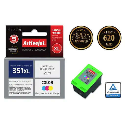 Activejet Tinta AH-351RX (reemplazo HP 351XL CB338EE; Premium; 21 ml; color)