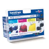 Brother LC980 Pack cartucho de tinta 4 pieza(s) Original Rendimiento estándar Negr