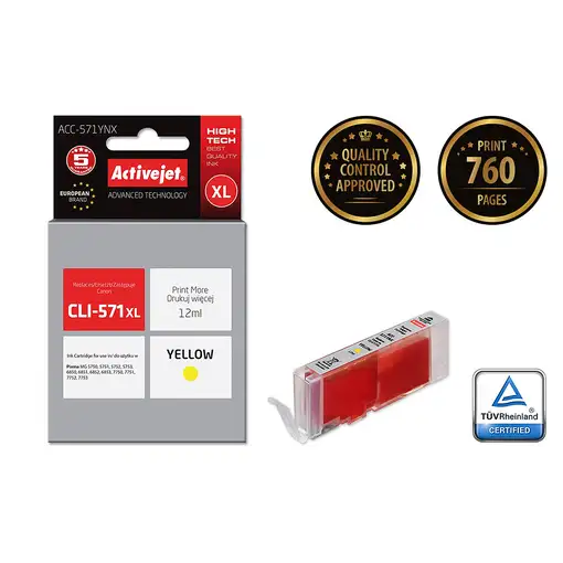 Activejet ACC-571YNX (Canon CLI-571Y XL replacement; Supreme; 12 ml; yellow)