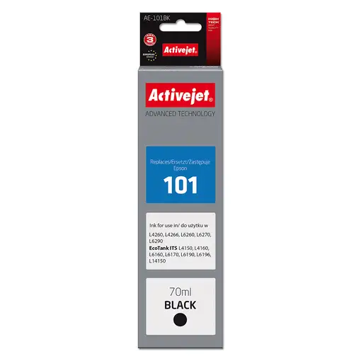 Activejet Tinta AE-101BK Botella de tinta para impresora Epson, recambio Epson 101
