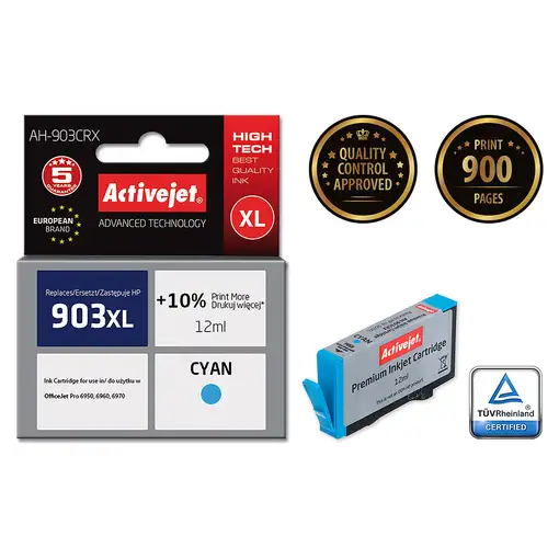 Activejet Tinta AH-903CRX (reemplazo HP 903XL T6M03AE; Premium; 12 ml; azul)