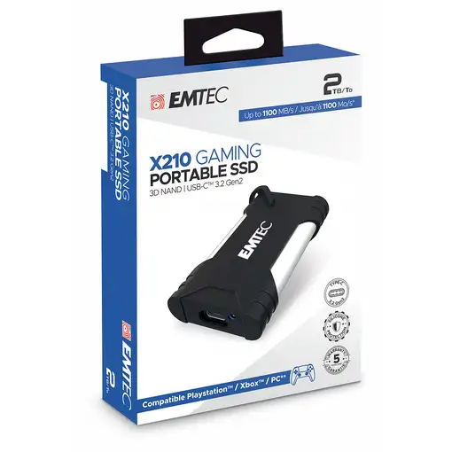 Emtec X210G 2 TB USB Tipo C 3.2 Gen 2 (3.1 Gen 2) Negro, Blanco