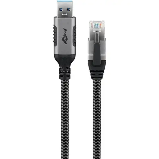 Goobay 70498 cambiador de género para cable USB A RJ-45 Negro, Plata