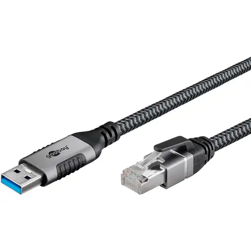 Goobay 70498 cambiador de género para cable USB A RJ-45 Negro, Plata