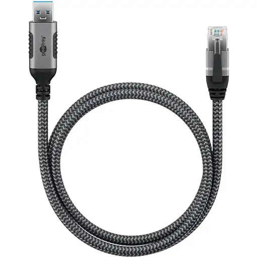 Goobay 70498 cambiador de género para cable USB A RJ-45 Negro, Plata