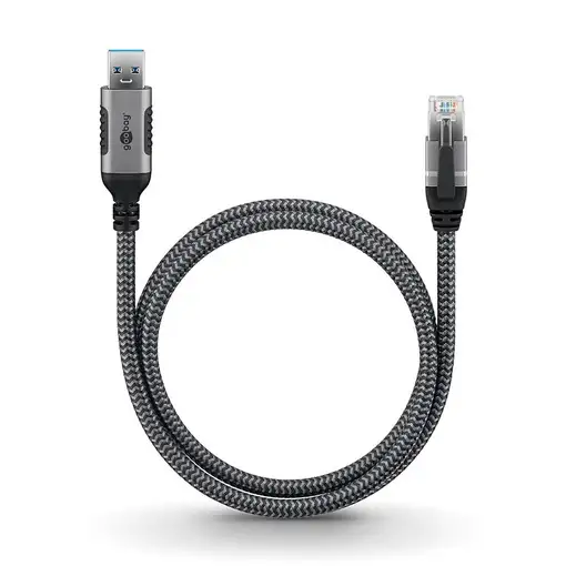Goobay 70498 cambiador de género para cable USB A RJ-45 Negro, Plata