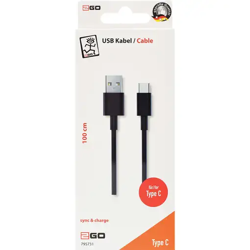 2GO 795731 cable USB USB 3.2 Gen 1 (3.1 Gen 1) 1 m USB B USB C Negro