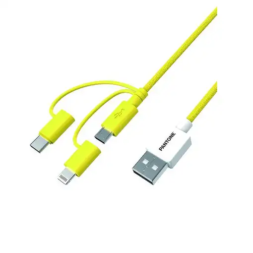 Pantone PT-USB003Y1 cable USB 1,2 m USB A USB C/Micro USB A/Lightning Amarillo