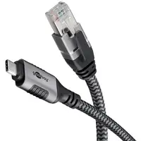 Goobay 70698 cambiador de género para cable USB C RJ-45 Negro, Plata