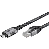 Goobay 70698 cambiador de género para cable USB C RJ-45 Negro, Plata