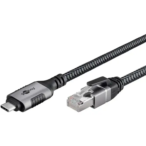 Goobay 70698 cambiador de género para cable USB C RJ-45 Negro, Plata