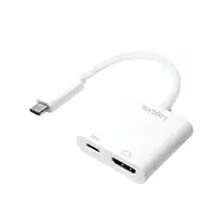 LogiLink 0.14m, 2xUSB-C/HDMI Adaptador gráfico USB 3840 x 2160 Pixeles Blanco