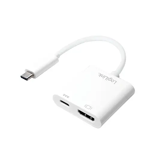 LogiLink 0.14m, 2xUSB-C/HDMI Adaptador gráfico USB 3840 x 2160 Pixeles Blanco
