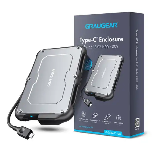 GRAUGEAR G-2502-C-10G caja para disco duro externo Carcasa de disco duro/SSD Negro