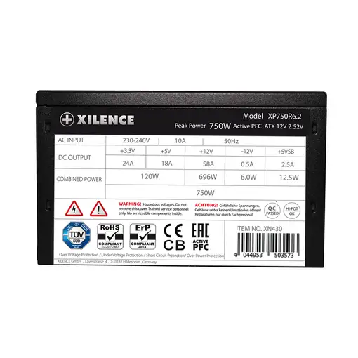 Xilence XP750R6.2 unidad de fuente de alimentación 750 W 20+4 pin ATX ATX Negro