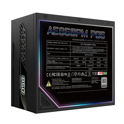 GIGABYTE AORUS ELITE P850W Fuente de Alimentación - PCIe 5.0, 80 PLUS Platinum, Di