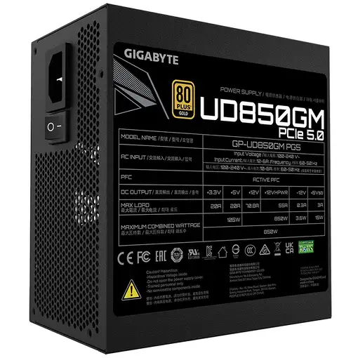 GIGABYTE GP-UD850GM PG5 unidad de fuente de alimentación 850 W 20+4 pin ATX ATX Ne