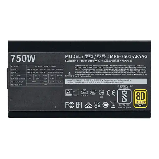 Cooler Master MWE Gold 750 V2 ATX 3.1 unidad de fuente de alimentación 750 W 24-pi