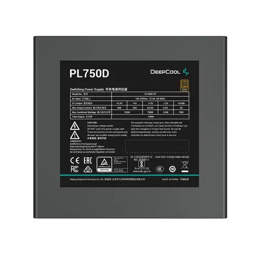 DeepCool PL750D unidad de fuente de alimentación 750 W 20+4 pin ATX ATX Negro