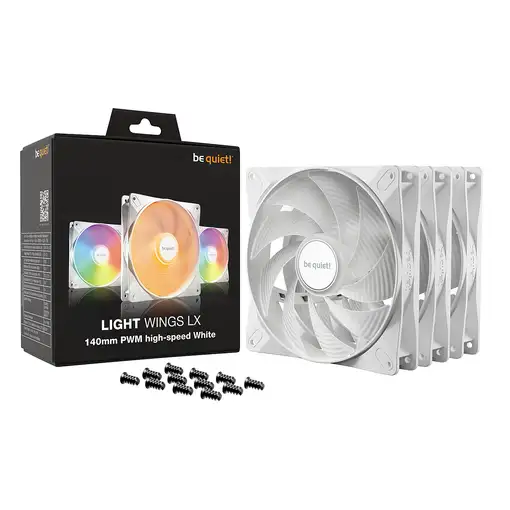 be quiet! LIGHT WINGS LX 140mm PWM High Speed 3-Pack White Carcasa del ordenador V