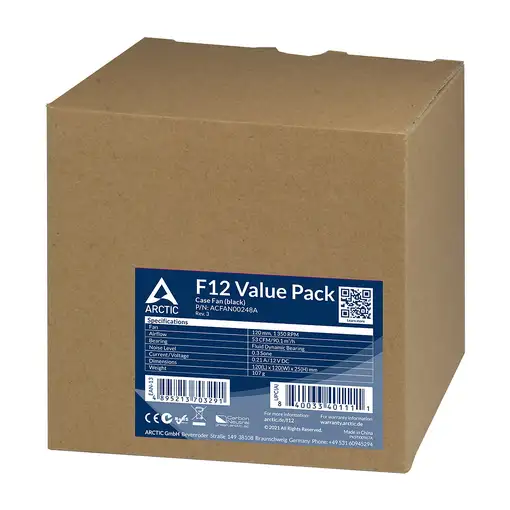 ARCTIC F12 Carcasa del ordenador Ventilador 12 cm Negro 5 pieza(s)