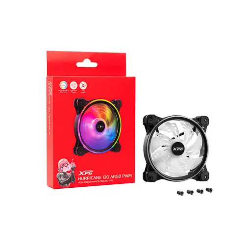 XPG HURRICANE 120 ARGB PWM Placa base Ventilador 12 cm Negro 1 pieza(s)
