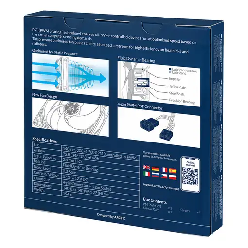 ARCTIC P14 PWM PST Carcasa del ordenador Ventilador 14 cm Blanco