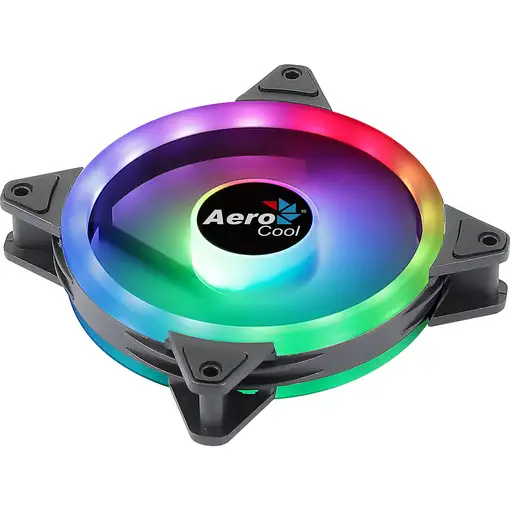 Aerocool DUO12 Ventilador PC 12cm ARGB LED Dual Ring Antivibración 6 Pines Negro