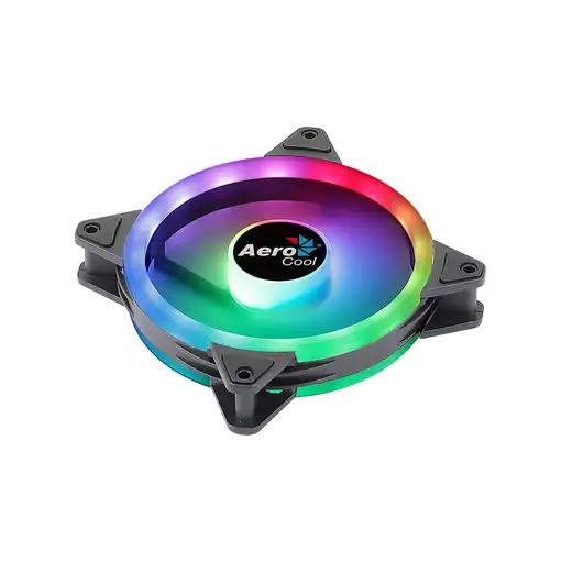 Aerocool DUO12 Ventilador PC 12cm ARGB LED Dual Ring Antivibración 6 Pines Negro