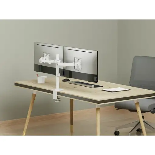 Equip Soporte de escritorio articulado para dos monitores de 17«-32», blanco
