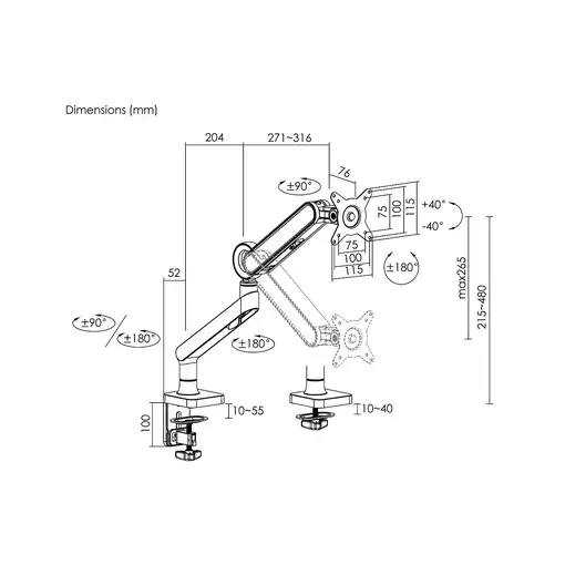 Equip Soporte de escritorio para monitor de 17«-35», blanco
